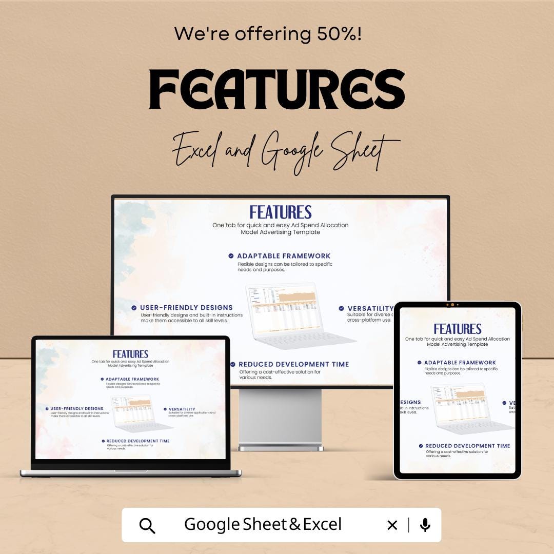 Ad Spend Allocation Model Advertising Template | Marketing Budget Spreadsheet | Ad Budget Planner | Advertising Spend Tracker