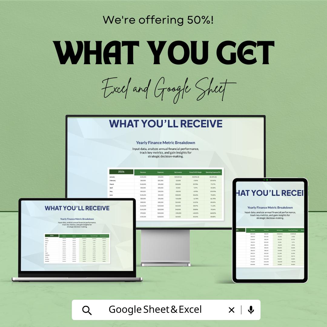 Financial Trend Analysis Dashboard Template | Business KPI Dashboard, Revenue & Expense Trends, Finance Analytics Sheet