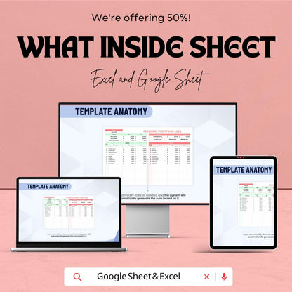Personal Profit and Loss Sheet Template - Track Your Finances, Expenses - Monthly Tracker - Budget Planner - Financial Management