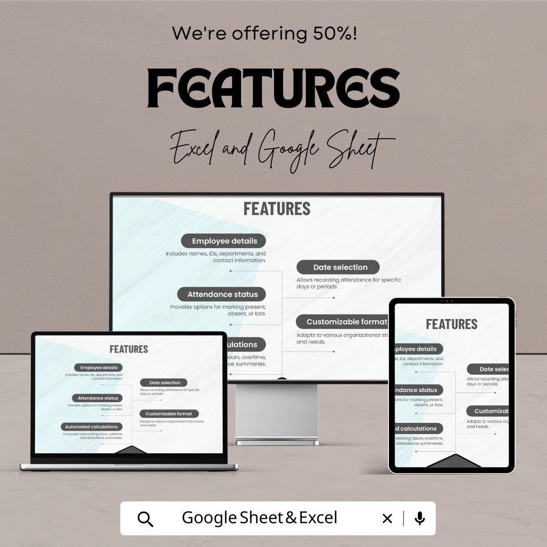 Employee Attendance Sheet Template | Staff Attendance Tracker | Daily & Monthly Attendance Log | Printable Attendance Record