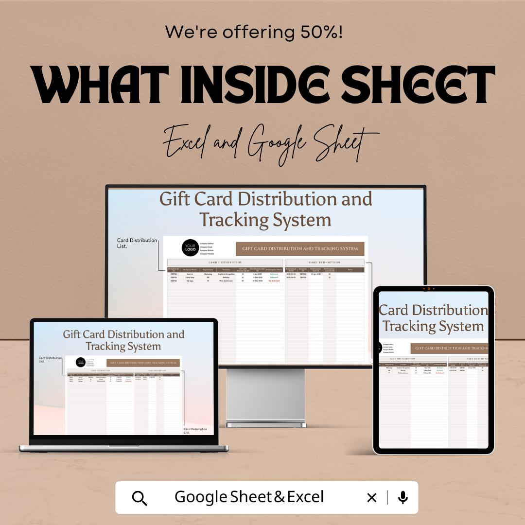 Gift Card Distribution & Tracking System HR Template | Excel and Google Sheets | Employee Rewards and Incentive Tracker