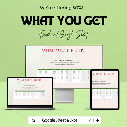 Legal Client Billing and Payment Tracker Template | Law Firm Invoice & Payment Tracking Spreadsheet | Excel and Google Sheets