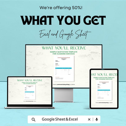 Sample Quotation Template for Cleaning Services | Excel and Google Sheets | Cleaning Quote Format | Instant Download