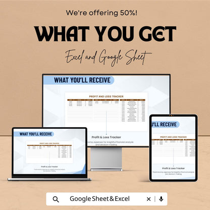 Profit and Loss Finance Template | P&L Statement Spreadsheet | Income and Expense Tracker | Business Financial Report Template