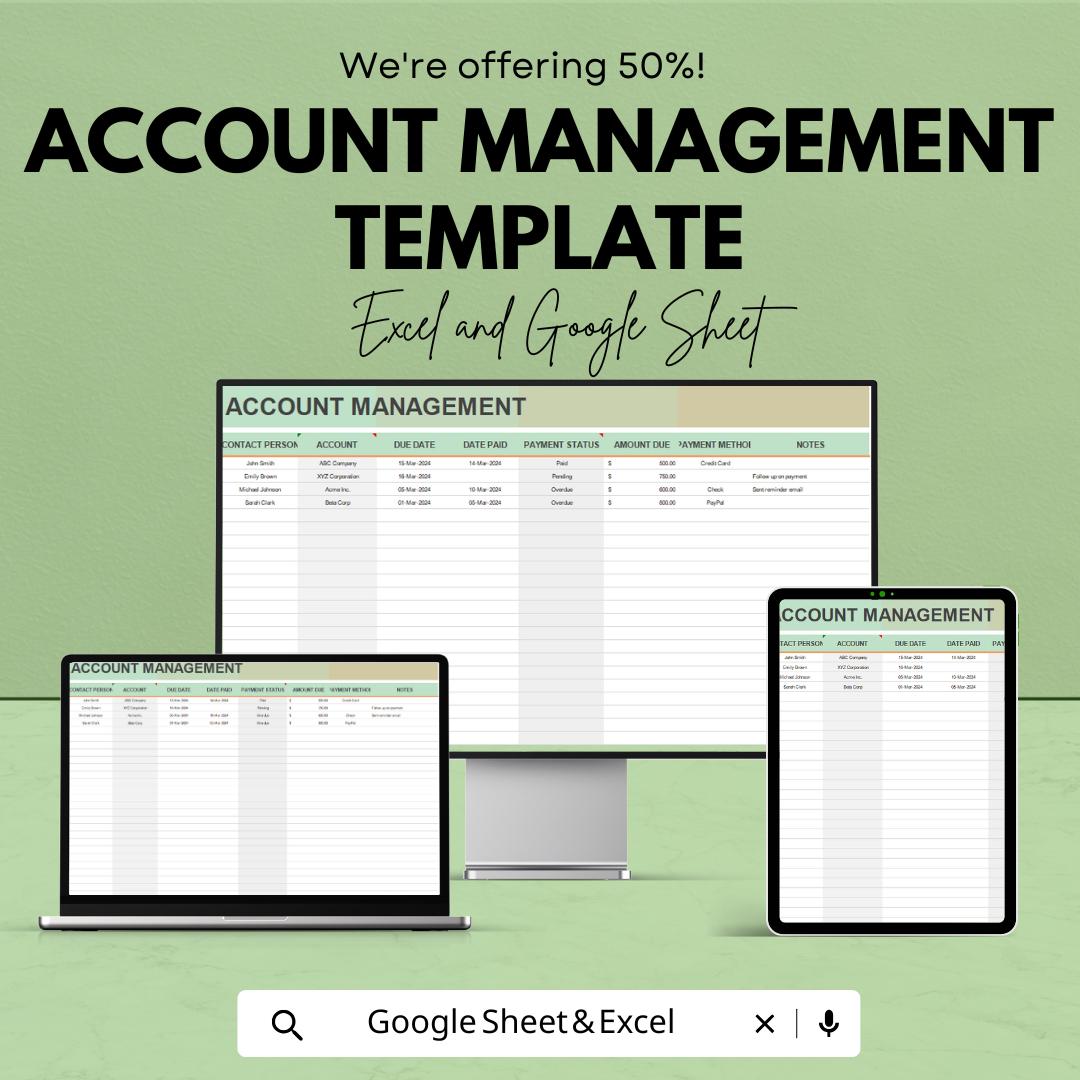 Account Tracker | Payment Log | Account Organizer | Finance Tracker | Small Business Spreadsheet