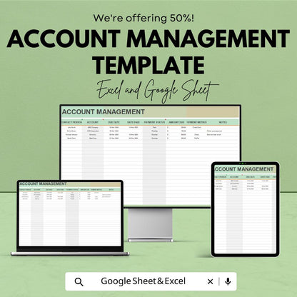 Account Tracker | Payment Log | Account Organizer | Finance Tracker | Small Business Spreadsheet