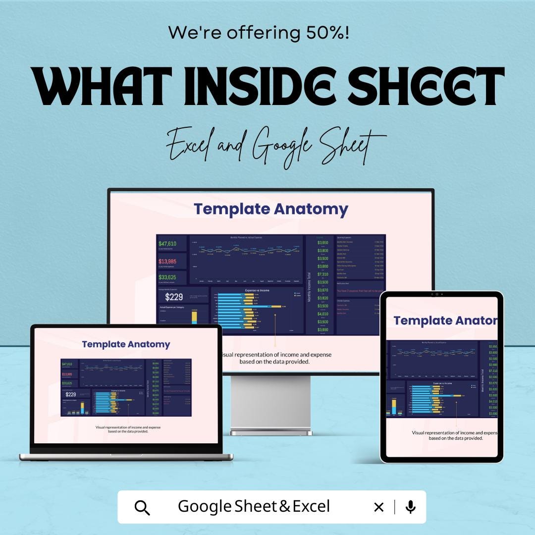 Forecast Dashboard Template | Income & Expense Tracker with Budget Planning | Google Sheets and Excel