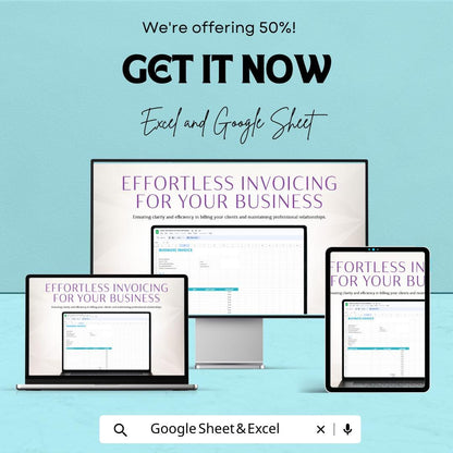 Basic Business Invoice Template | Editable Invoice for Small Business | Google Sheets & Excel Invoice | Simple Business Billing Spreadsheet