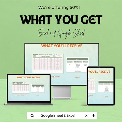 Customer Database for Travel Agency Template, Travel Client Tracker, Booking Management Sheet, CRM Spreadsheet, Excel Google Sheets