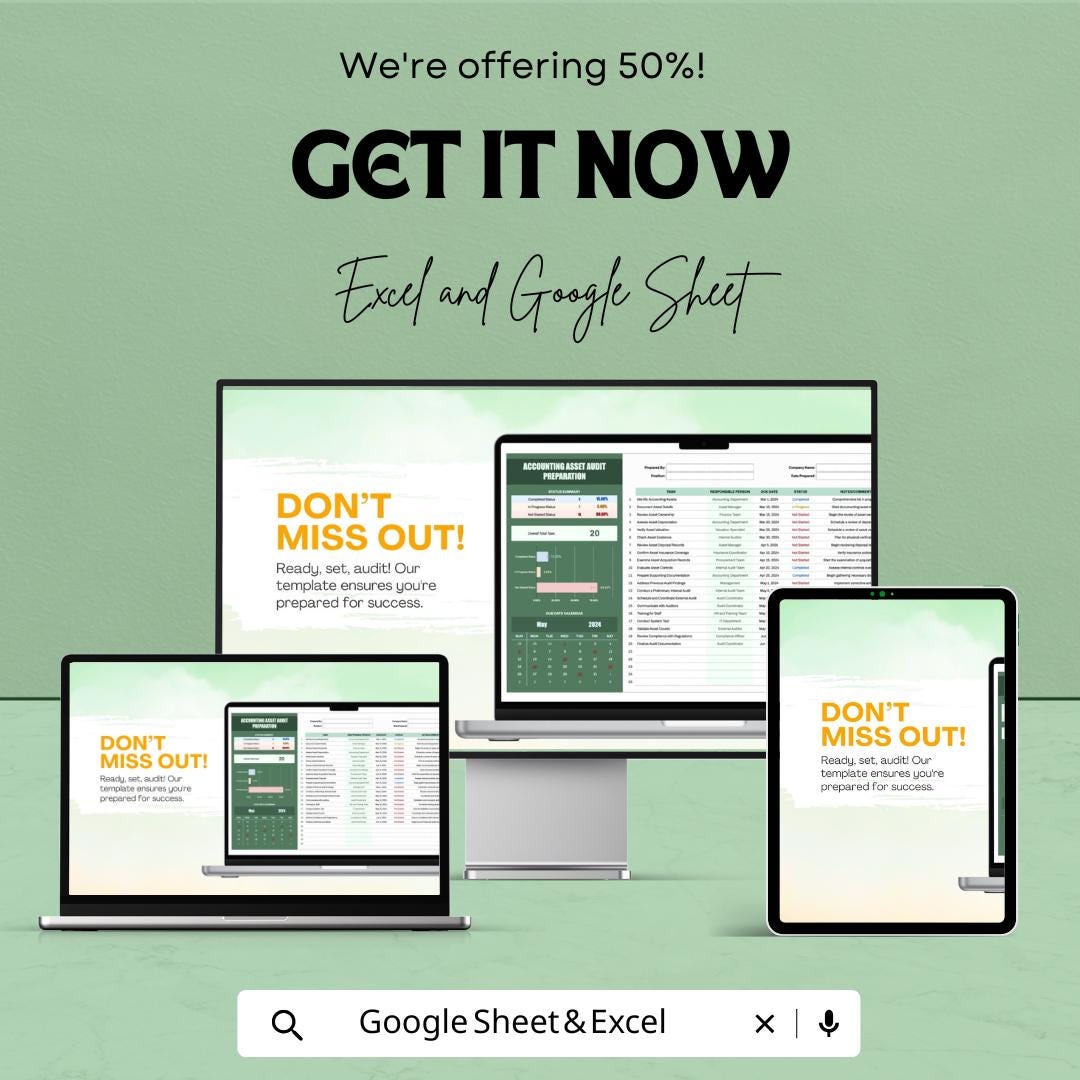 Accounting Asset Audit Preparation Template | Asset Audit Checklist | Audit Readiness Tracker | Accounting Audit Tool
