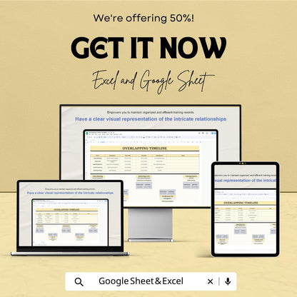 Overlapping Timeline Template | Project Timeline Spreadsheet | Gantt Chart Tracker | Excel Google Sheets | Multi Project Schedule Planner