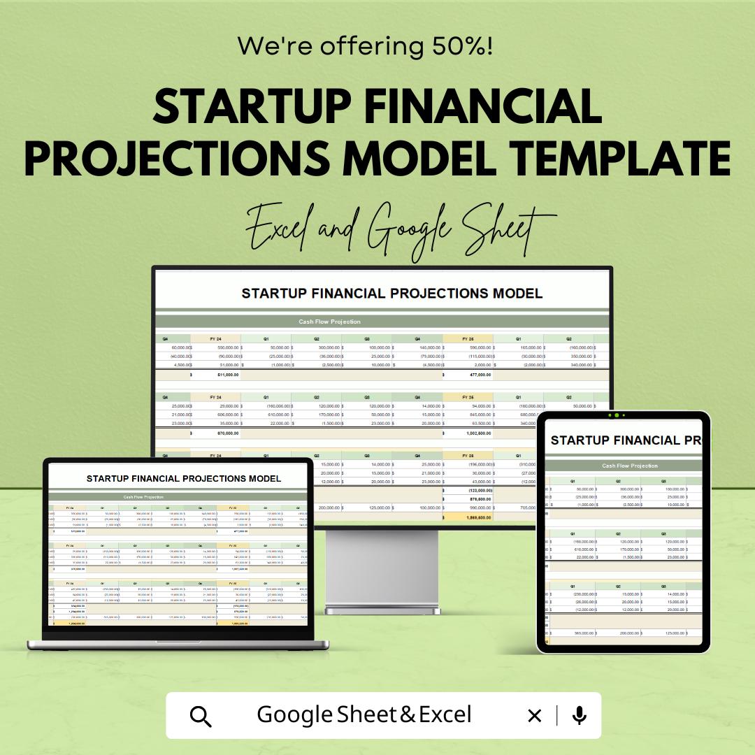 Startup Financial Projections Model Template | Financial Forecast Spreadsheet for Excel & Google Sheets | Investor Ready Model