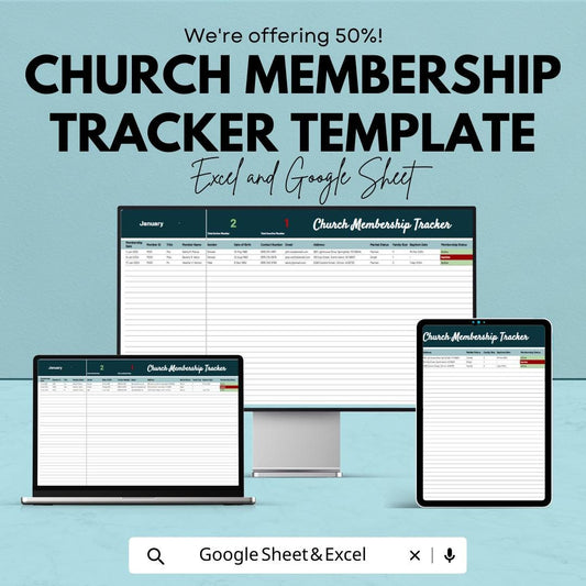 Church Membership Tracker Template, Google Sheets & Excel, Member Directory, Attendance Log, Ministry Admin Spreadsheet