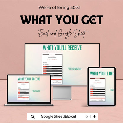 Freelancer SMART Goals Template Excel | Goal Setting Planner | Business Goals Tracker | Productivity Planner | Goal Worksheet