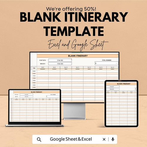 Blank Itinerary Template | Editable Trip Schedule | Digital and Printable Daily Itinerary | Vacation Organizer