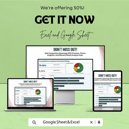 Competitive Analysis Grid Advertising Template | Competitor Comparison Tool | Market Research Spreadsheet
