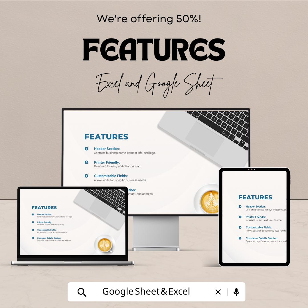 Laundry Receipt Sheet – Excel & Google Sheet Template | Customizable Receipt for Laundry Services | 50% Off