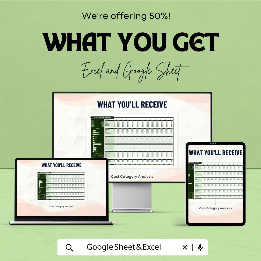 Financial Cost Category Analysis Template | Cost Analysis Excel & Google Sheets Template | Business Budget and Expense Management Tool