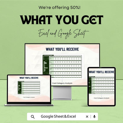 Financial Cost Category Analysis Template | Cost Analysis Excel & Google Sheets Template | Business Budget and Expense Management Tool