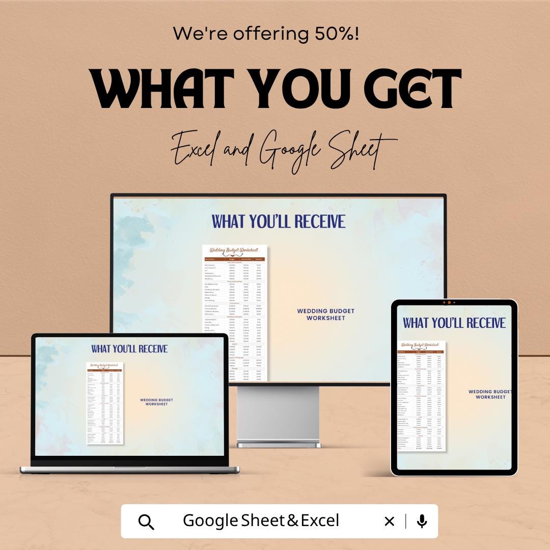 Wedding Budget Planner Template | Wedding Expense Spreadsheet | Event Budget Tracker | Excel & Google Sheets | Wedding Cost Planning