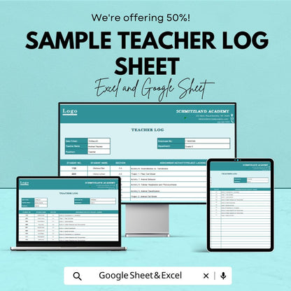 Sample Teacher Log Sheet - Excel & Google Sheets Template for Lesson Planning and Student Tracking