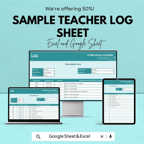 Sample Teacher Log Sheet - Excel & Google Sheets Template for Lesson Planning and Student Tracking