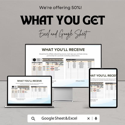 Marketing Affiliate Signup & Onboarding Tracker Template | Affiliate Program Management | Partner Tracking sheet | Business CRM Template