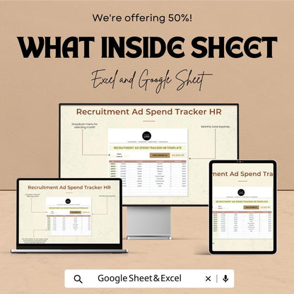 Recruitment Ad Spend Tracker HR Template | Excel & Google Sheets Hiring Budget Spreadsheet | HR Expense Tracker | Recruitment Cost Tracker