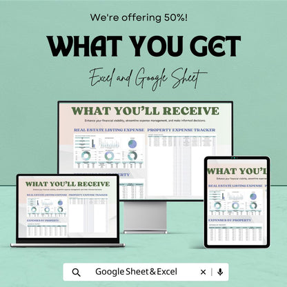 Real Estate Listing Expense Tracker Template, Property Expense Spreadsheet, Realtor Budget Tracker, Excel & Google Sheets