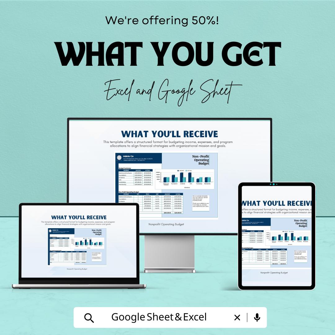 Nonprofit Operating Budget Sheet | Excel & Google Sheets | Editable Financial Template | Budget Tracker for Nonprofits