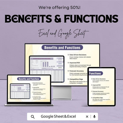 Advertising Media Buying ROI Forecast Model Template | Marketing Budget Planner | ROI Calculator | Digital Marketing Forecast Tool