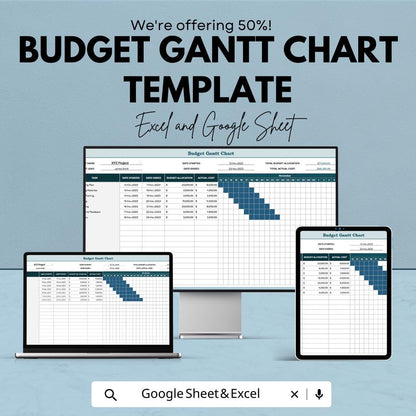 Budget Gantt Chart Template | Excel and Google Sheets Project Budget Planner | Expense Tracker Spreadsheet | Project Timeline Chart
