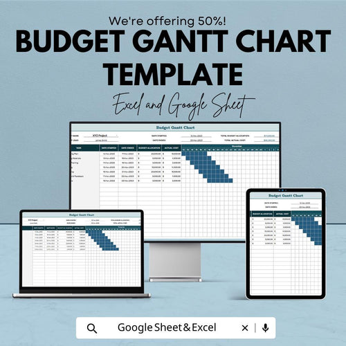 Budget Gantt Chart Template | Excel and Google Sheets Project Budget Planner | Expense Tracker Spreadsheet | Project Timeline Chart