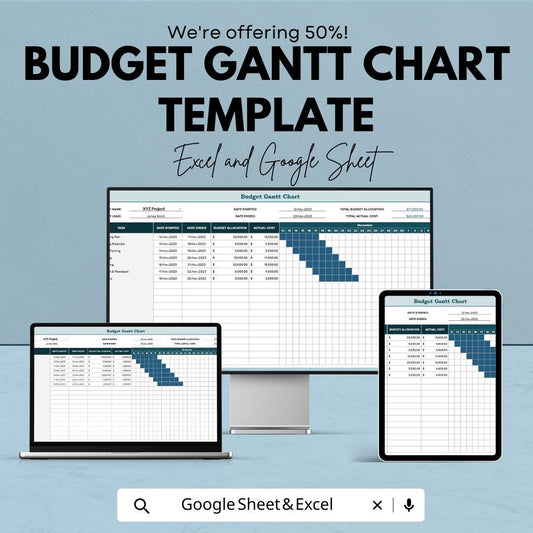 Budget Gantt Chart Template | Excel and Google Sheets Project Budget Planner | Expense Tracker Spreadsheet | Project Timeline Chart