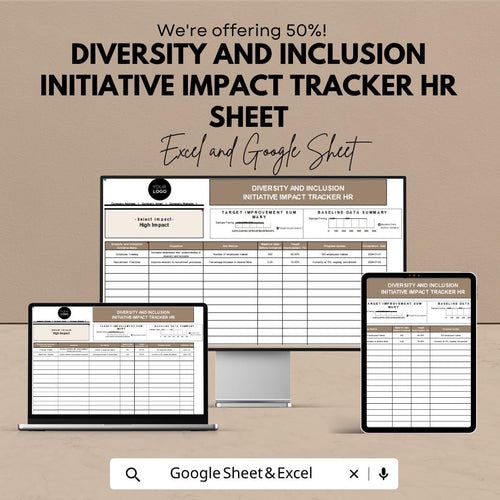 Diversity and Inclusion Initiative Impact Tracker HR Sheet | Excel & Google Sheets Template for HR and Workplace Inclusion