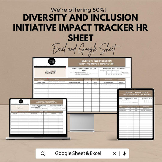 Diversity and Inclusion Initiative Impact Tracker HR Sheet | Excel & Google Sheets Template for HR and Workplace Inclusion