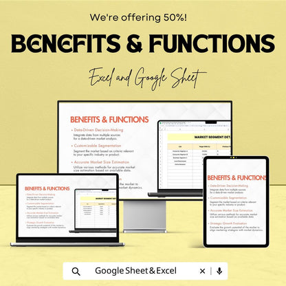 Marketing Market Size Calculator Template | Market Analysis Spreadsheet | TAM SAM SOM Calculator | Business Planning Tool