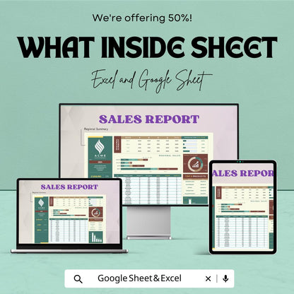 Quarterly Sales Report Template | Sales Dashboard Excel & Google Sheets | Regional Sales Tracker | Business Analytics Spreadsheet |