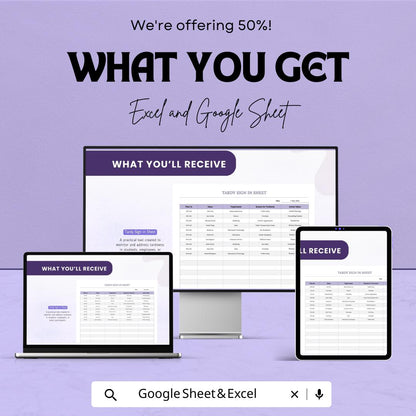 Tardy Sign In Sheet – Excel & Google Sheet Template for Tracking Employee or Student Tardiness | Customizable Attendance Tracker
