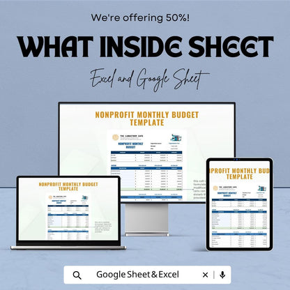 Nonprofit Monthly Budget Template | Nonprofit Budget Spreadsheet | Charity Budget Planner | Income & Expense Tracker