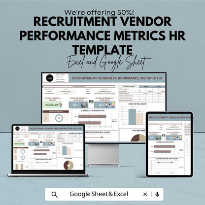 Recruitment Vendor Performance Metrics HR Template | Vendor KPI Dashboard for Excel and Google Sheets | HR Analytics & Reporting Tool