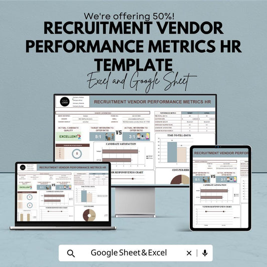 Recruitment Vendor Performance Metrics HR Template | Vendor KPI Dashboard for Excel and Google Sheets | HR Analytics & Reporting Tool