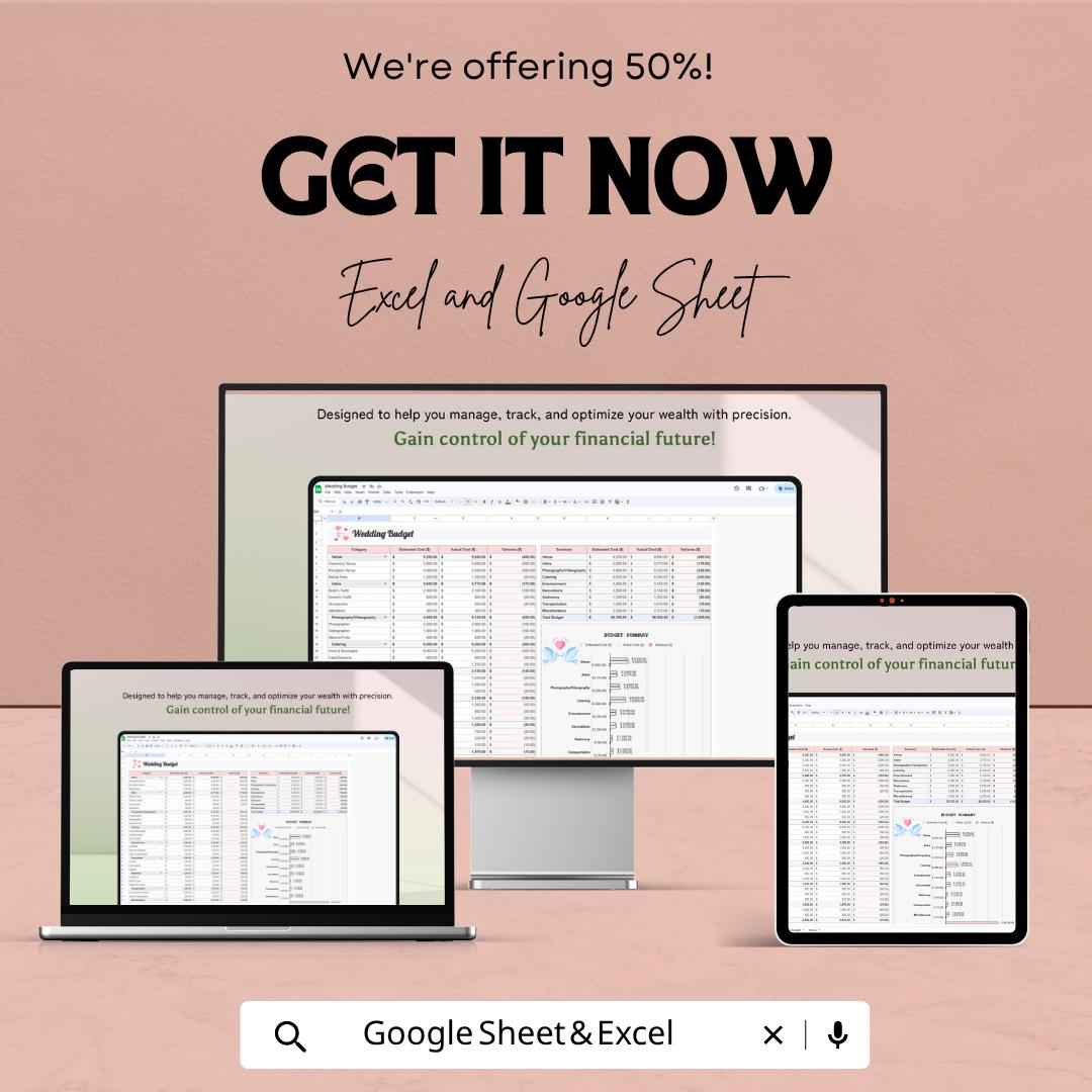 Wedding Budget Spreadsheet Template | Wedding Planner | Budget Tracker | Wedding Expense Tracker | Bridal Planner | Digital Planner