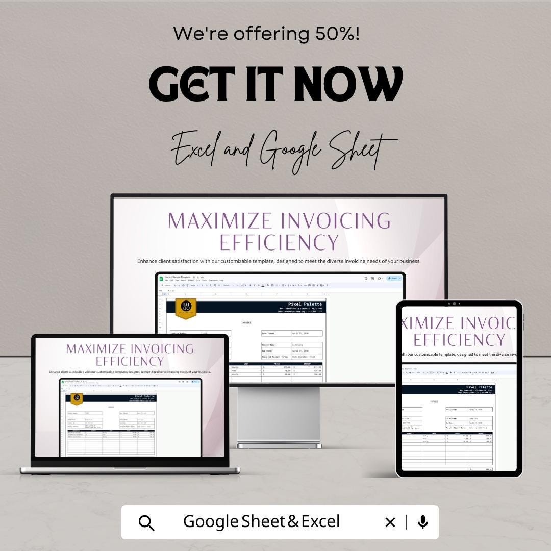 Invoice Sample Template | Business Invoice Format | Editable Billing Template | Service Invoice | Printable Excel Sheet