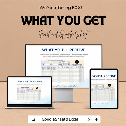 Marketing Affiliate Budget Template, Affiliate Program Tracker, Excel & Google Sheets Marketing Budget Tool, Affiliate Expense Planner