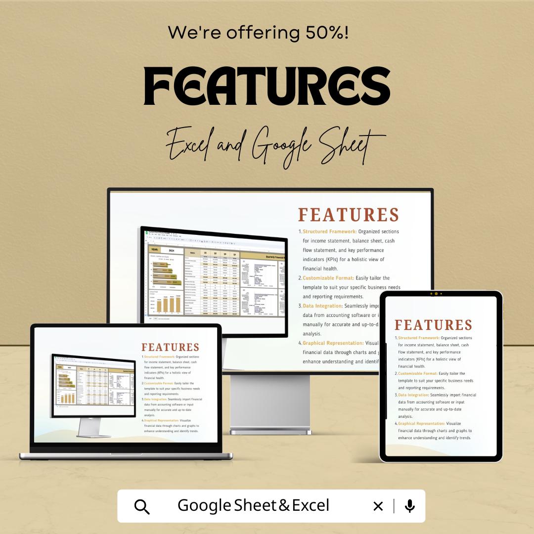 Quarterly Financial Review Template | Business Performance Dashboard | KPI Tracking | Financial Statement Review Template