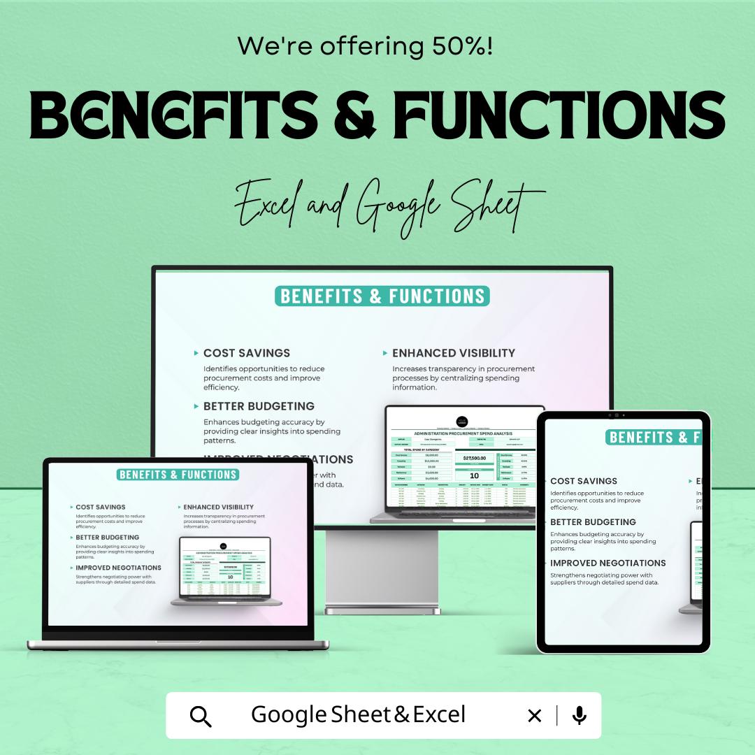 Administration Procurement Spend Analysis Sheet | Procurement | Google Sheet Template | Expense Tracker & Budget Planner for Businesses