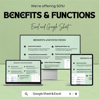 Sales Monthly Client Interaction Log Sheet | Excel & Google Sheets Template | Sales Tracking | Client Engagement | 50% Off