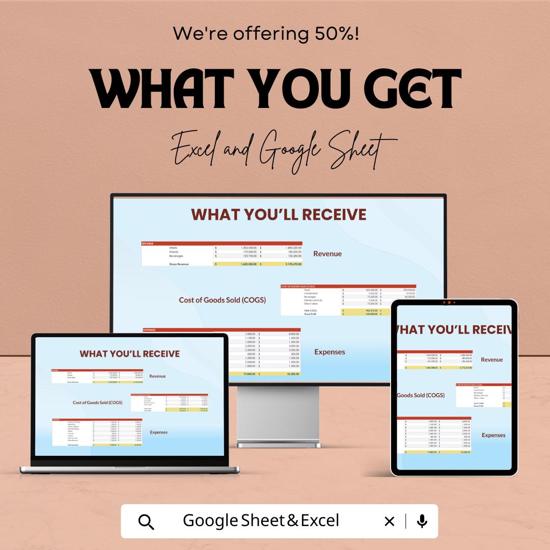 Self-Employed Profit and Loss Template | Small Business P and L Statement | Income & Expense Report | Monthly Profit Tracker