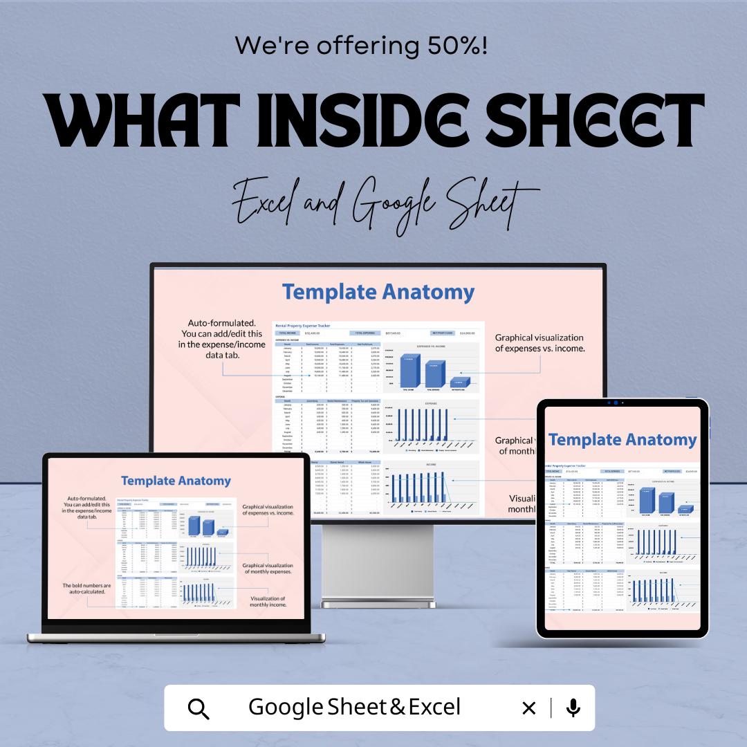 Rental Property Expense Tracker Sheet – Excel and Google Sheet Template to Track Income & Expenses